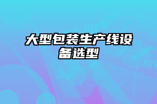 大型包裝生產線設備選型