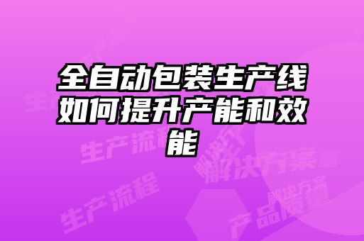 全自動包裝生產線如何提升產能和效能